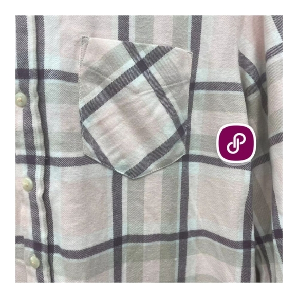 FLANNEL AUSTRALIA Chic Light Pink, Gray Plaid Shirt Dress or Duster Size 6-8 - Picture 7 of 13